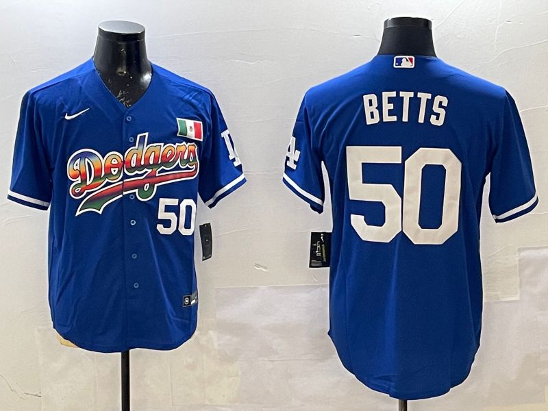 Men Los Angeles Dodgers 50 Betts Blue Fashion 2025 Nike MLB Jersey style 1